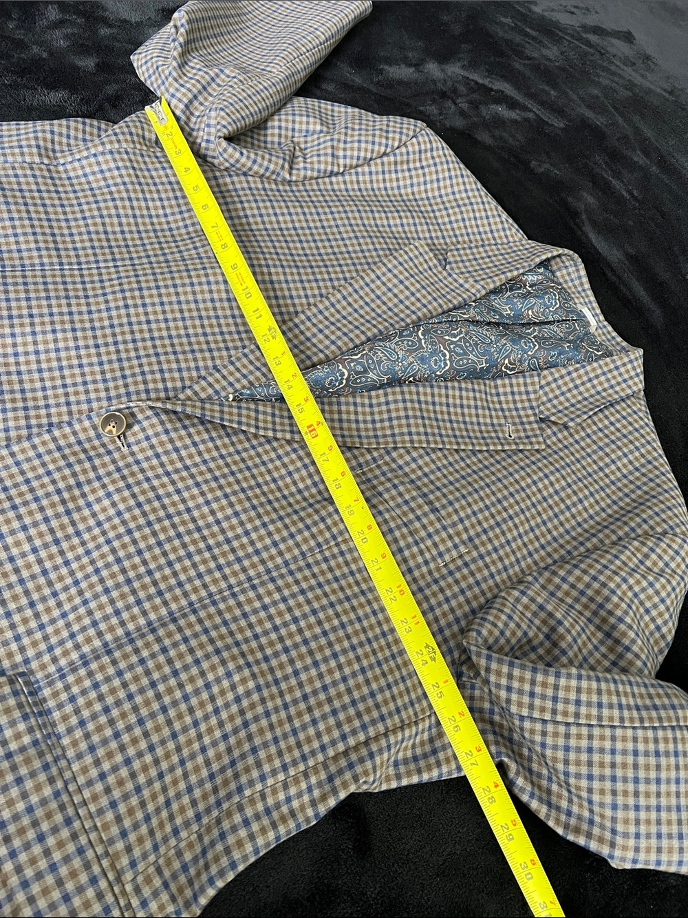 Classic Men's Checked Sport Coat in Blue and Brown - Picture 5 of 10